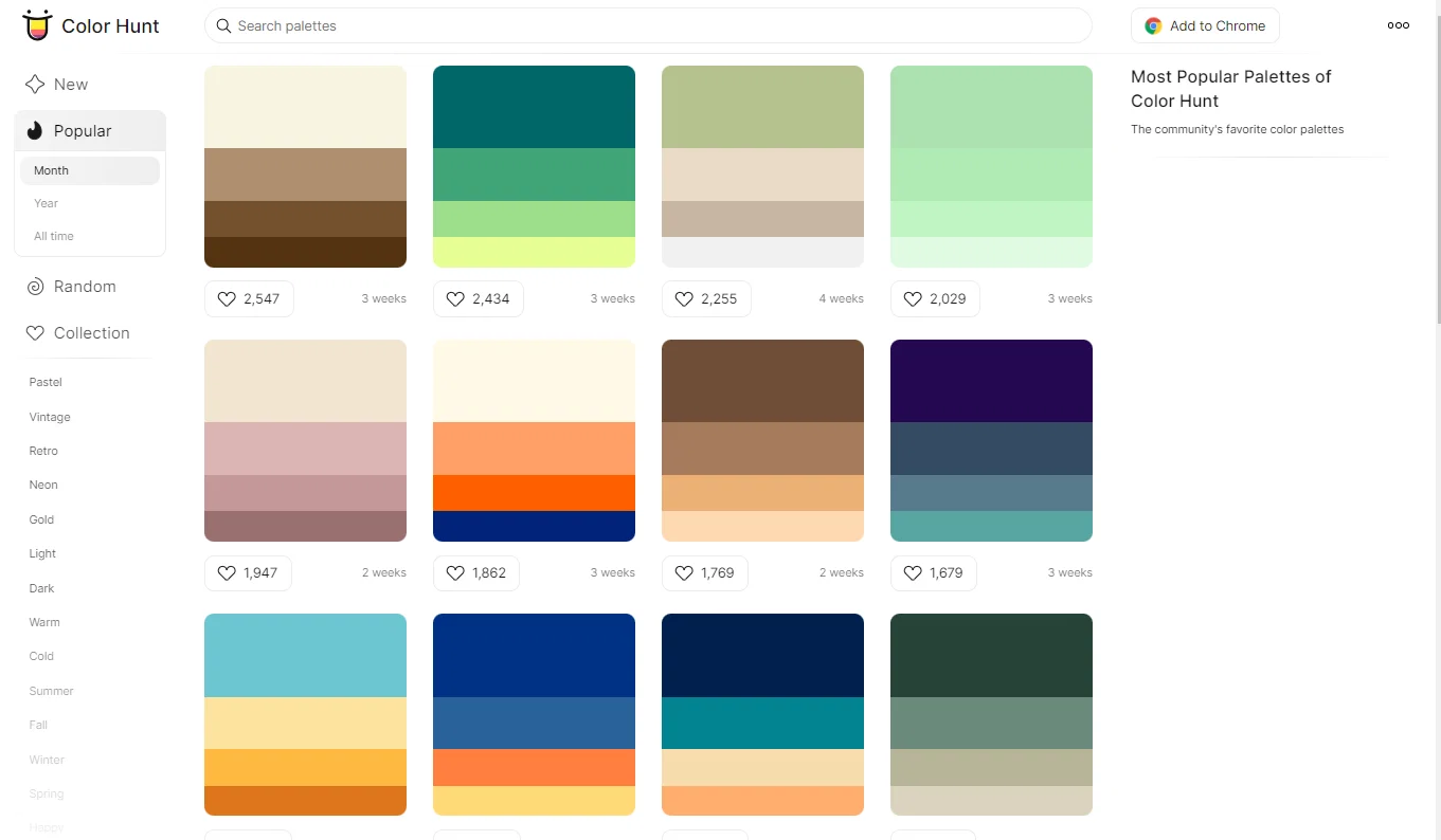 Hand-picked color palettes insipration