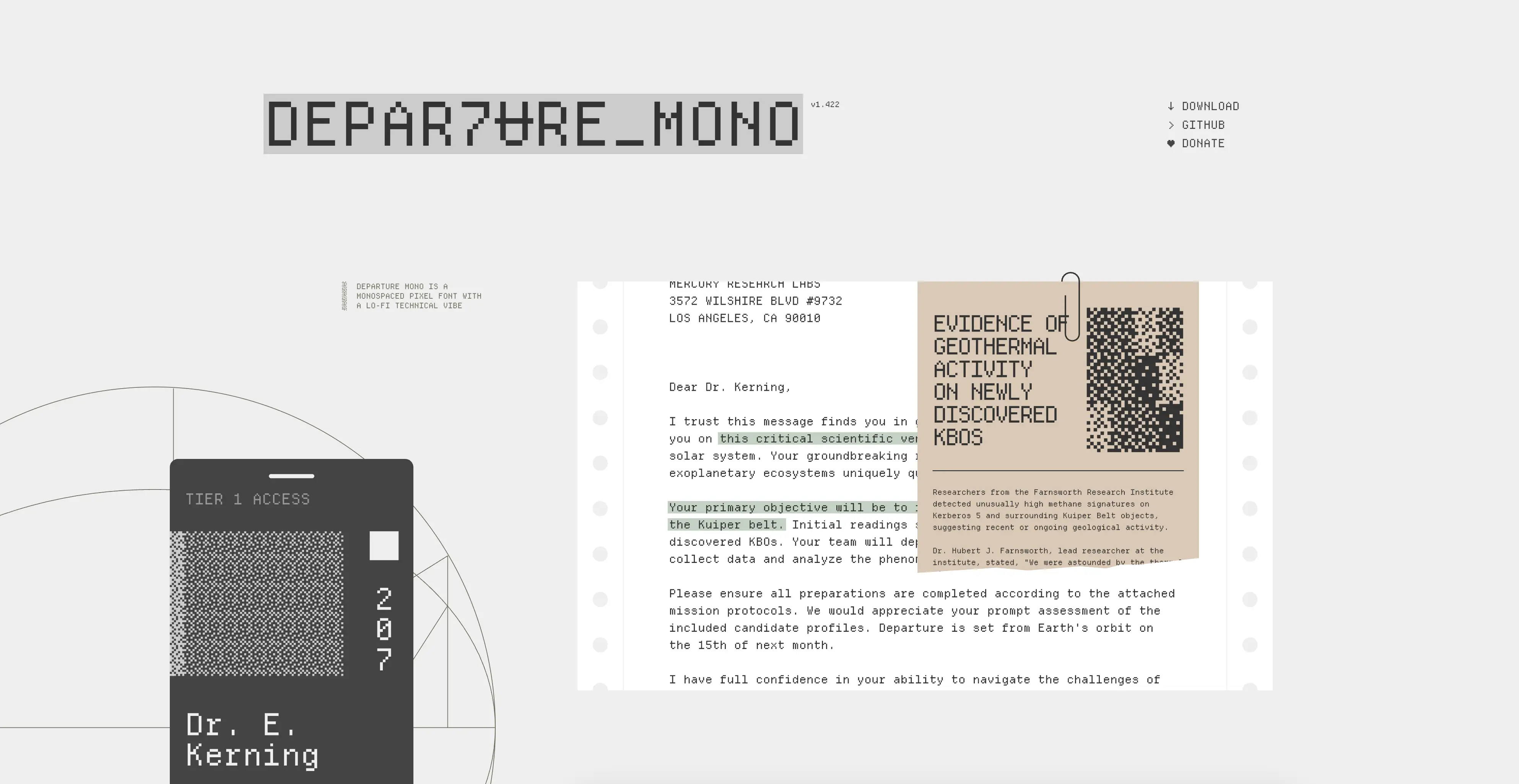 departure mono is a monospaced pixel font with a lo-fi technical vibe