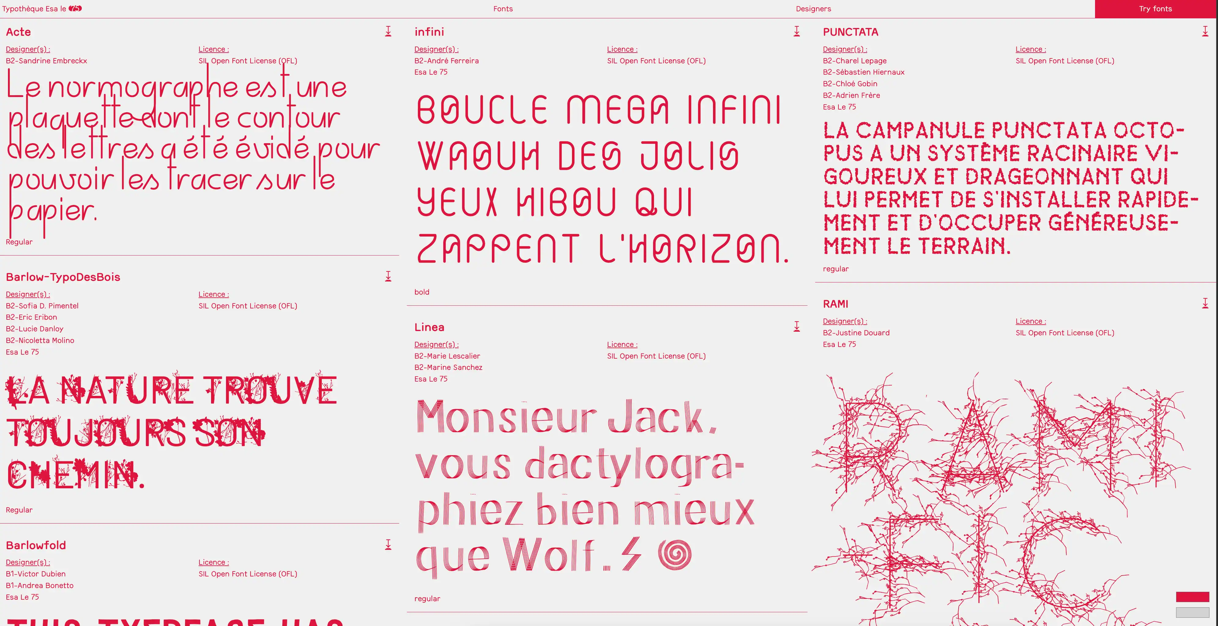 collection of unique designed typefonts